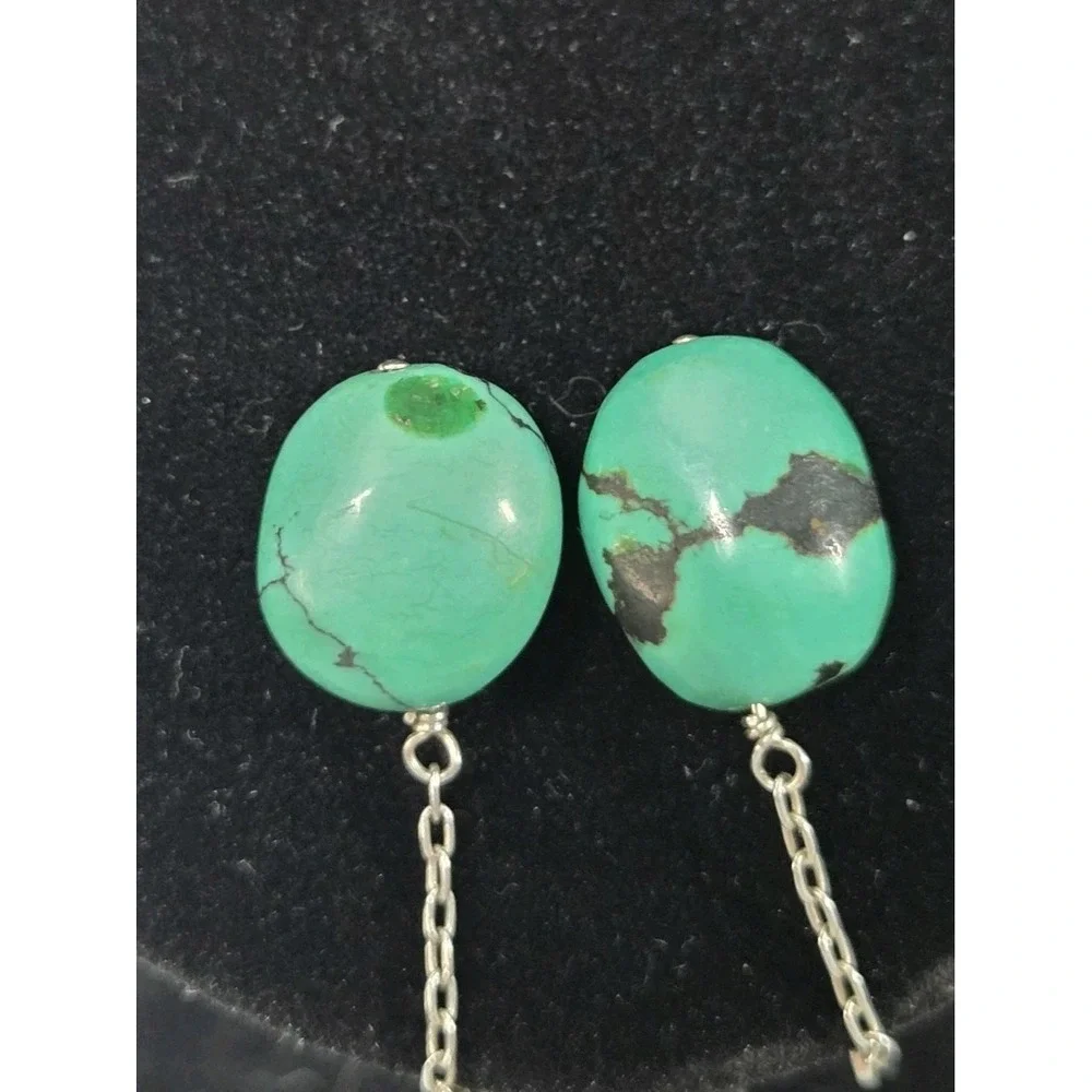 Small  Turquoise Drop Earrings On 925 Sterling Silver Leverback Closure